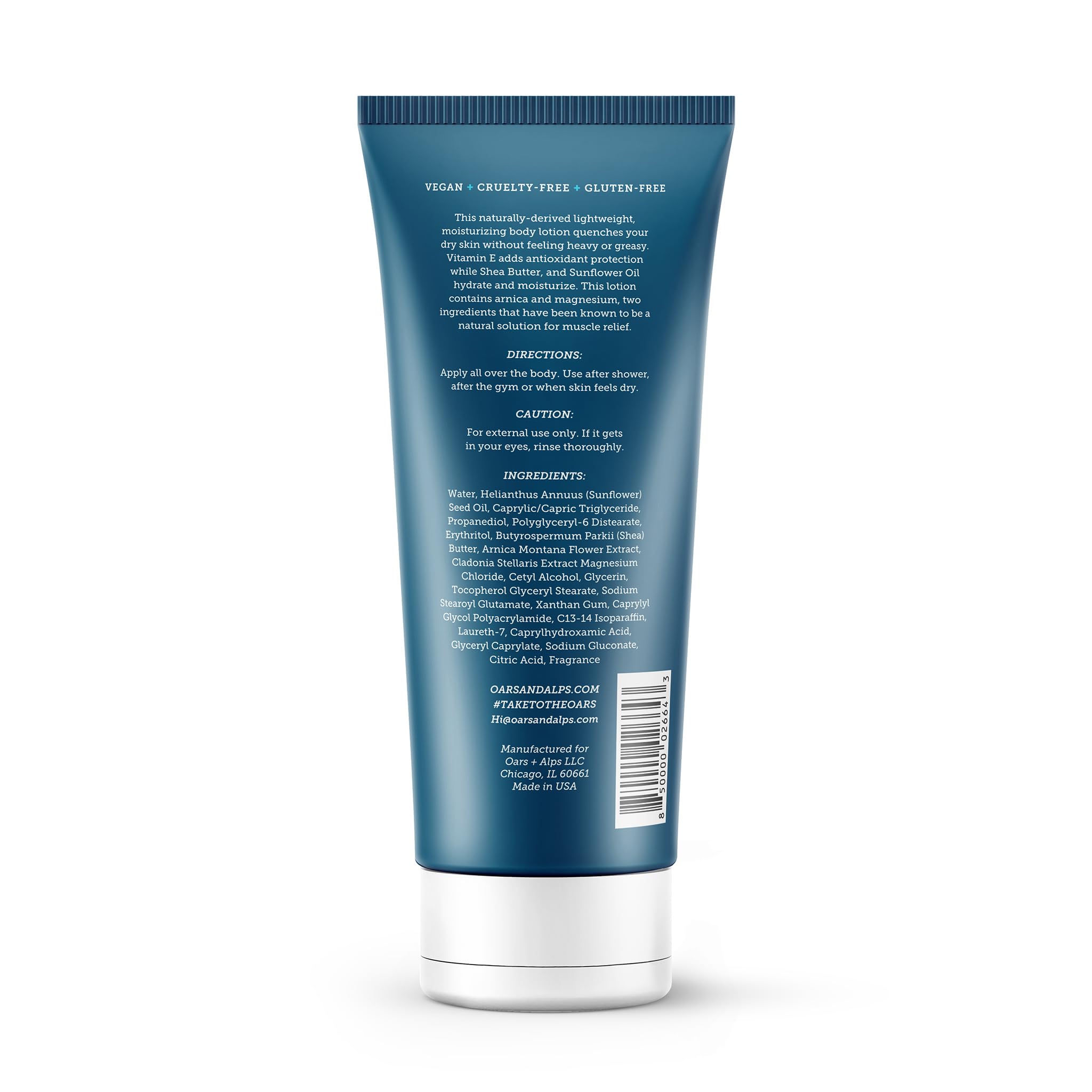 Oars + Alps Loción corporal hidratante para hombre, cuidado de la piel derivado natural con manteca de karité y vitamina E, Fresh Ocean Splash, 8 onzas