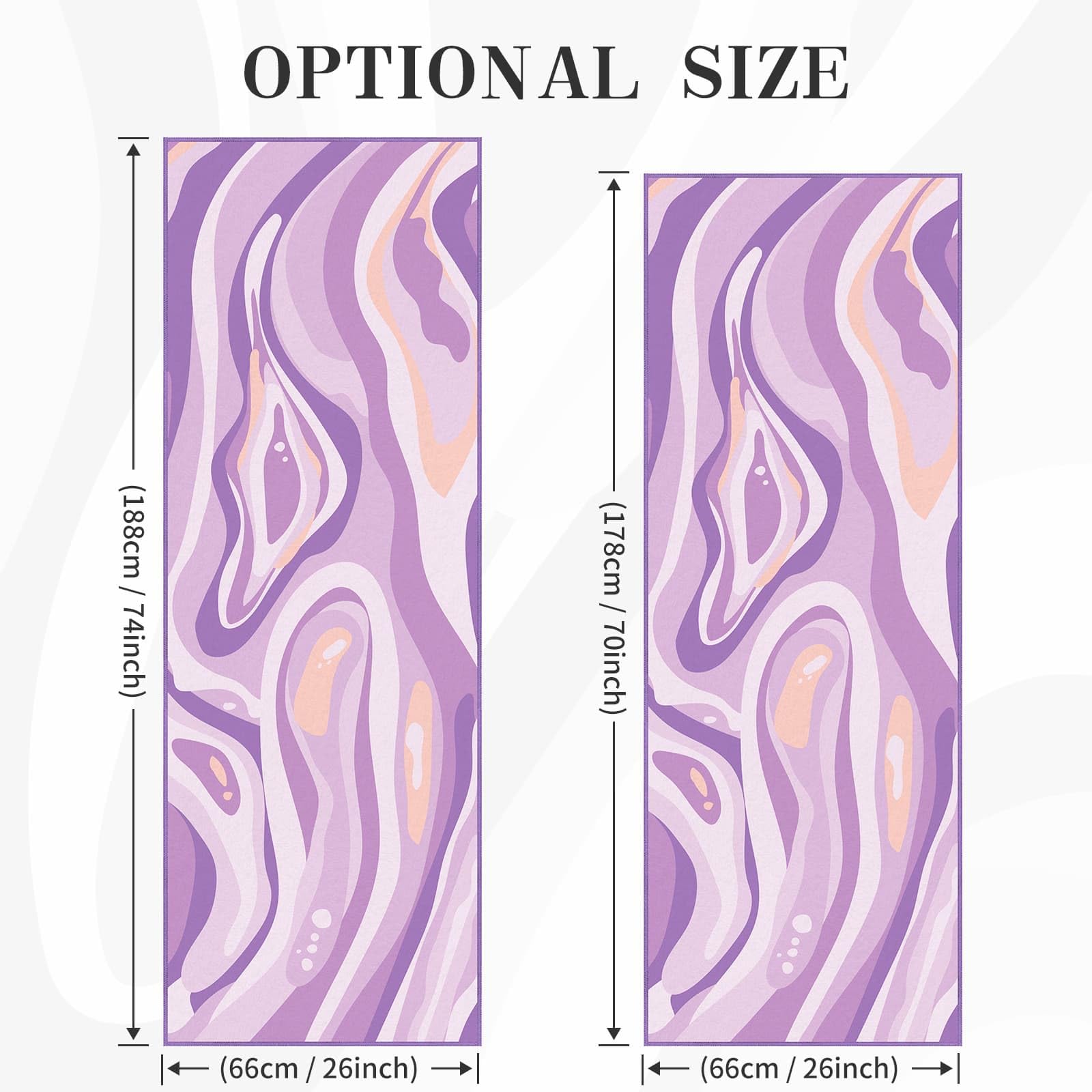 Asciugamano Microfibra per Tappetino Yoga Antiscivolo per Hot Yoga con Grandi Tasche Angolari, 188 × 66 cm, Viola