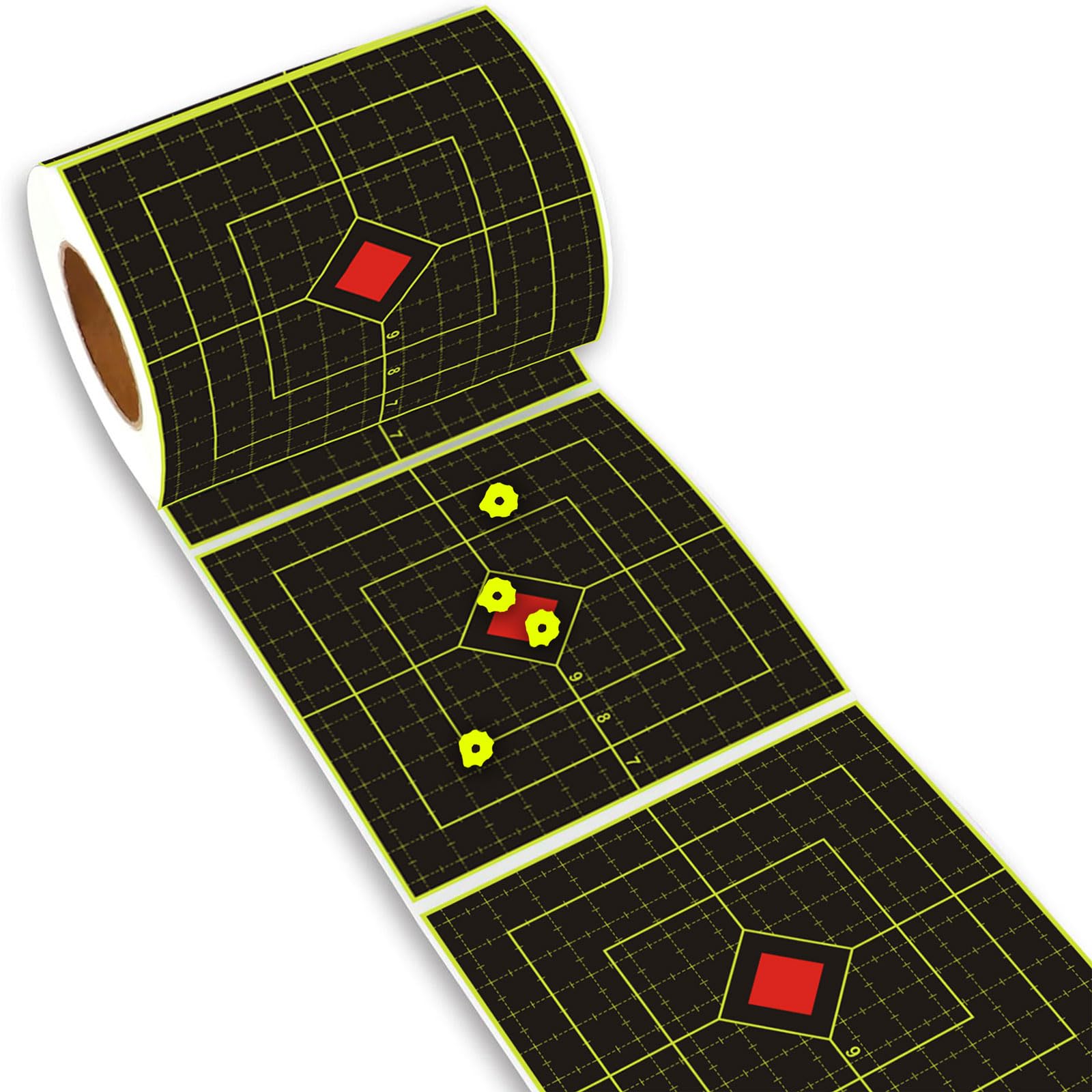 LikeLety 6 Inch 100 Pack Splatter Targets, Adhesive Shooting Target Stickers with Yellow Effect for BB Gun, Pellet Gun, Airsoft, Pistol, Rifle Shooting Practice, Square