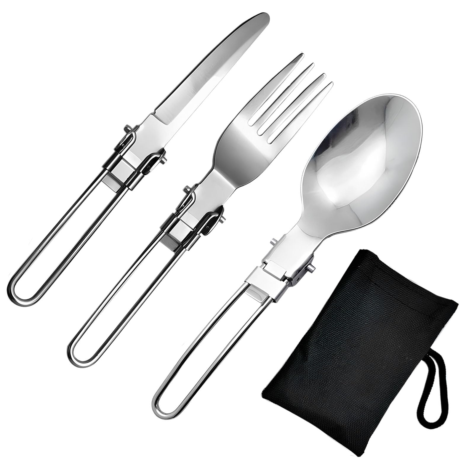 Set 2 Posate Pieghevoli In Acciaio Inox 304 - Cucchiai E Forchette Da Viaggio Con Contenitori