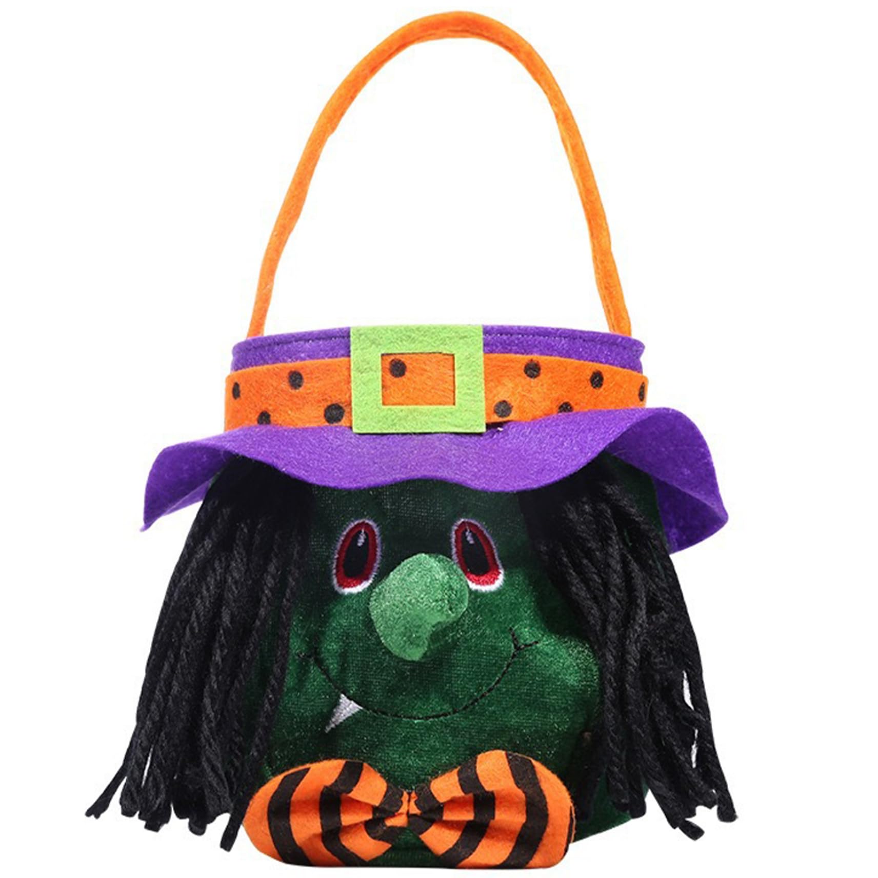 CNAFGBGG Halloween Basket 1 Pack, Witch Pattern, Orange Black, 9 In.