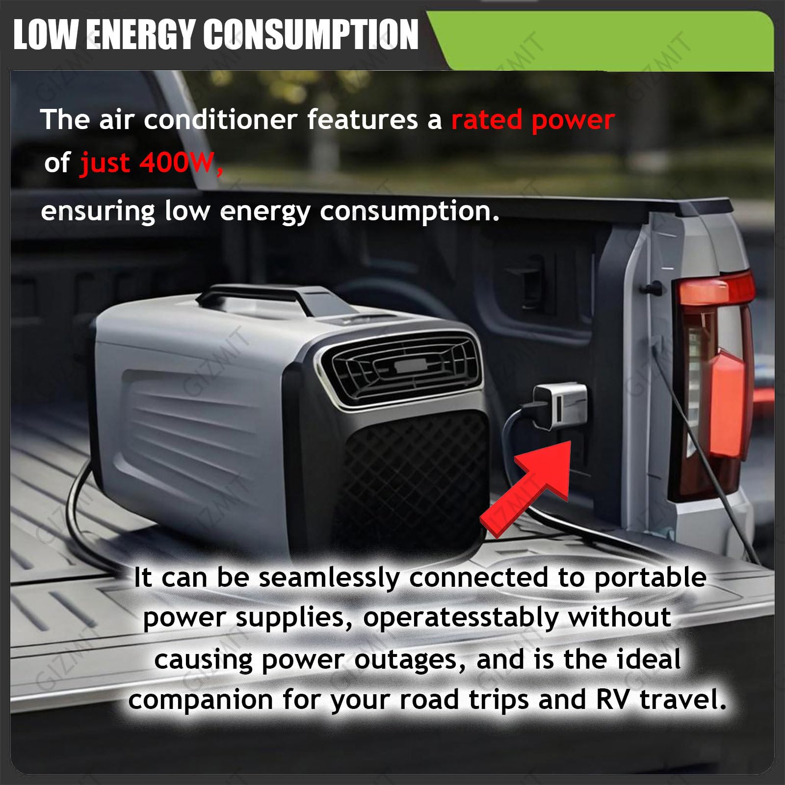 Klimatyzator kempingowy, przenośny klimatyzator namiotowy o mocy 5200 BTU, energooszczędna jednostka klimatyzacyjna do kamperów, do użytku wewnątrz i na zewnątrz, do ciężarówek Silver