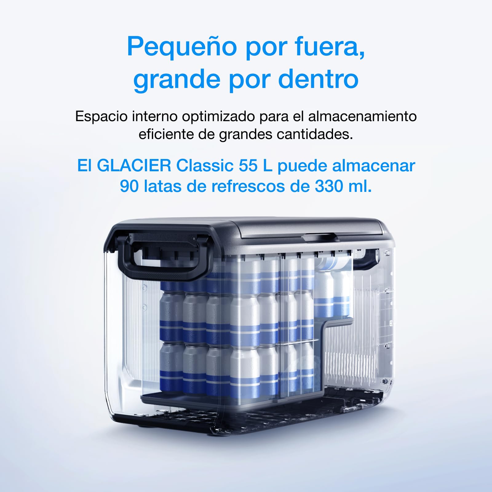 EF ECOFLOW Nevera portátil eléctrica GLACIER Classic 55 L, doble zona con batería 298 Wh, control APP, 39h de enfriamiento sin conexión a la red, carga por CA, solar y vehículo, para camping, viajes