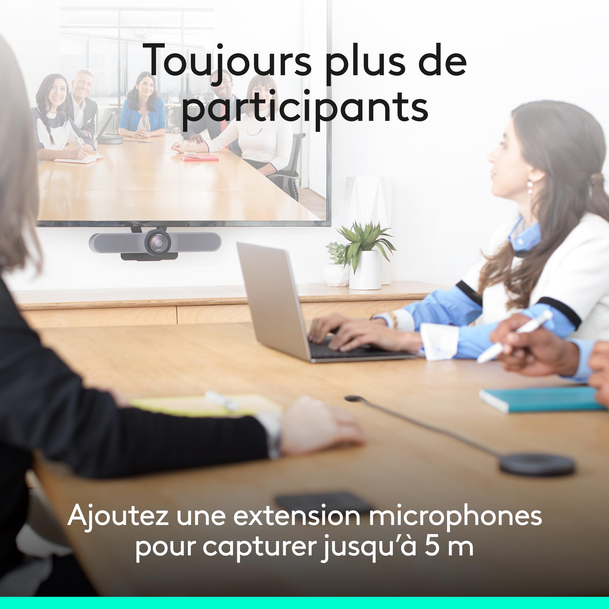 Logitech MeetUp, Système de ConférenceCam, Webcam Visioconférence, Ultra HD 4K/1080p/720p, 3 Microphones/Haut-Parleur Personnalisables, Champ de Vision Etendu 120°, PC/Mac/Portable/Macbook/Tablette