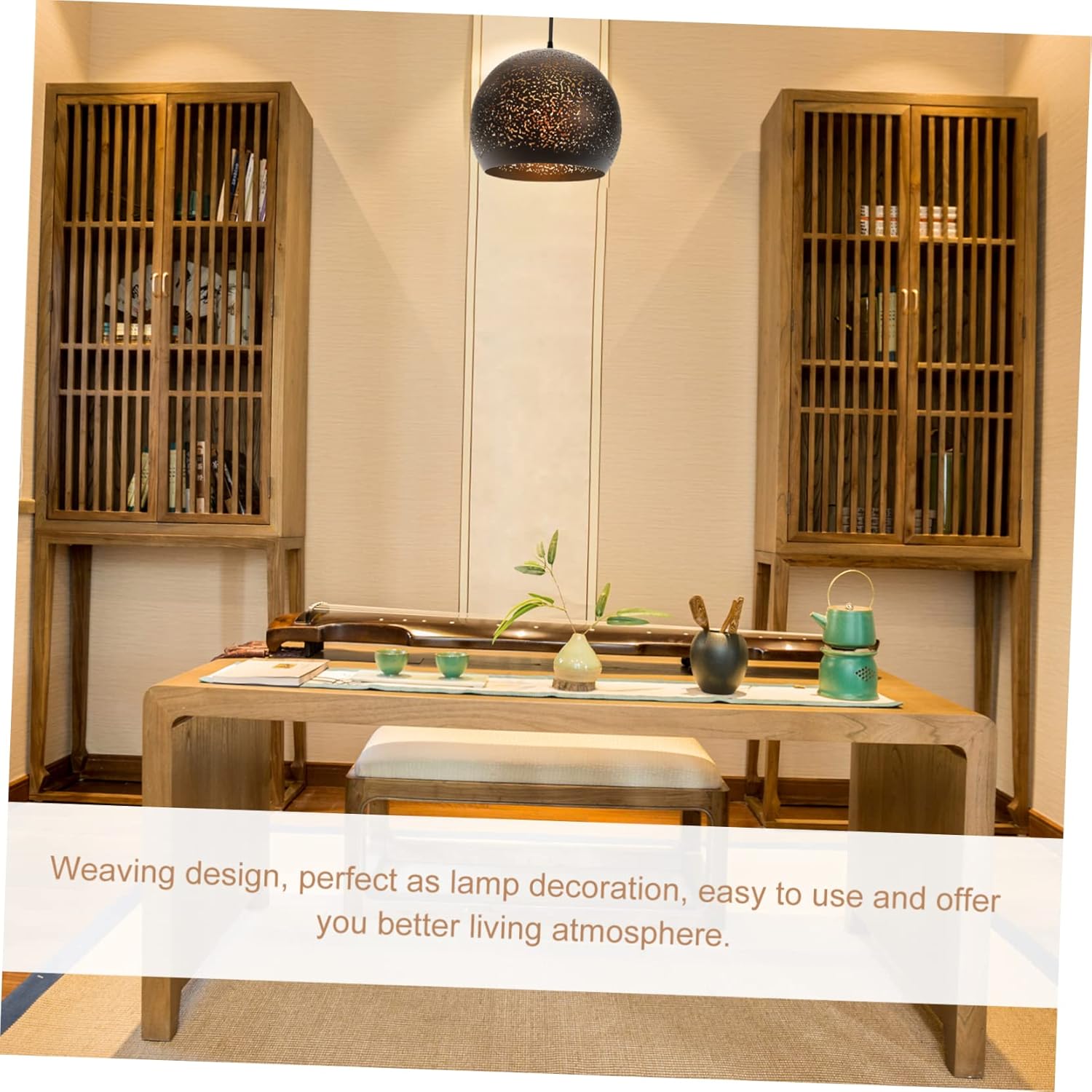 jojofuny Hollow Out Iron Pendant Lamp Shade Modern Replacement Lighting Fixture Elegant Design for Home Restaurant Bar Easy to Install Heat Resistant Diameter