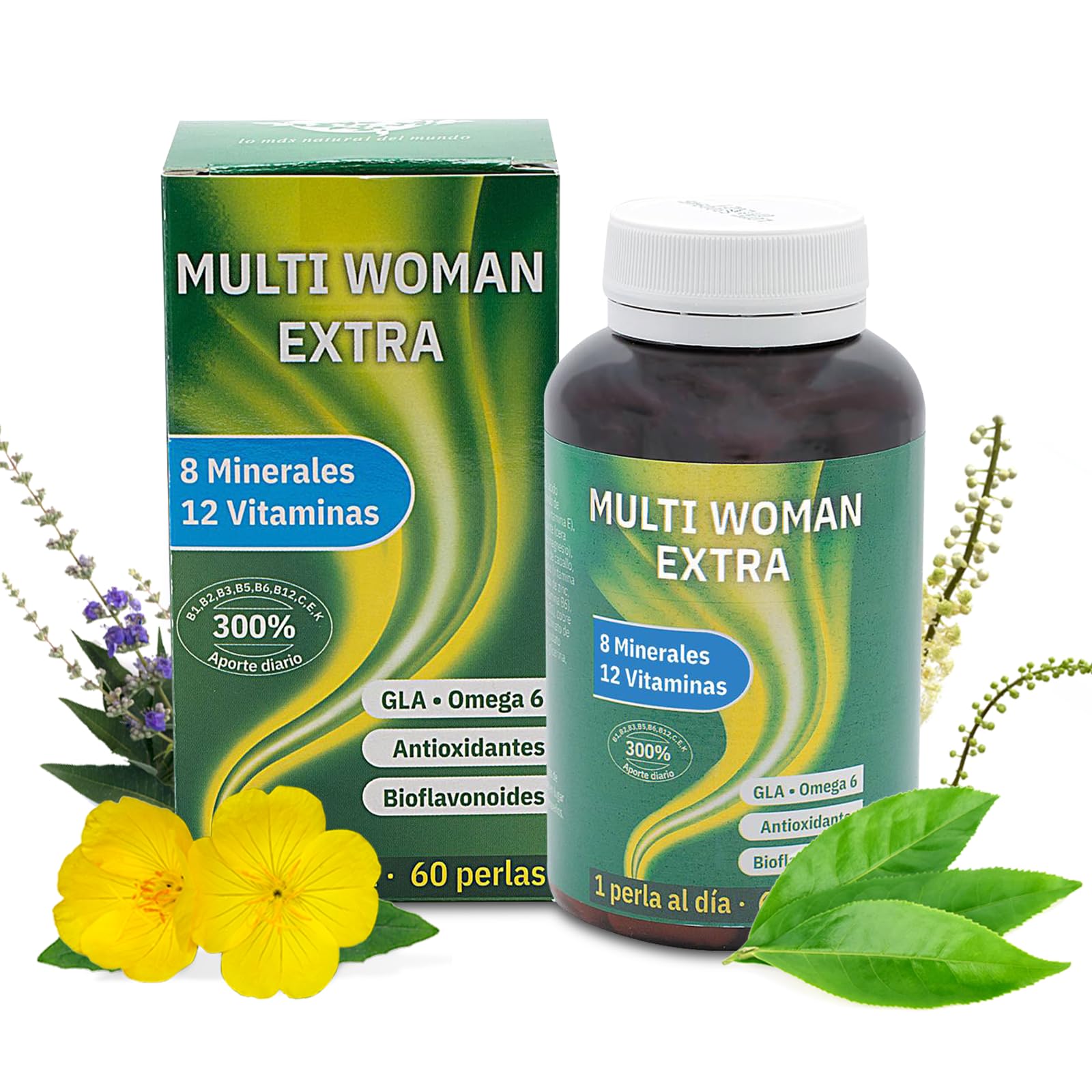 Espadiet Multi Woman Extra – Con Vitaminas, Minerales y Plantas Específicas para la Salud Femenina – Multivitamínico para Mujeres – Salud Hormonal, inmune, Cabello, Piel y Uñas – Energía – 60 Perlas