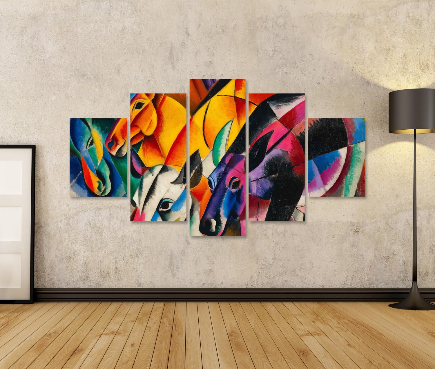 islandburner Bild auf Leinwand Lebendige Tierformen Kunstdruck Wohnzimmer für Kunstliebhaber - 5-teilig