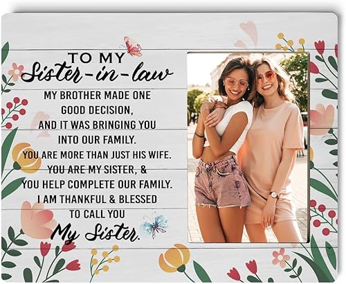 Miniatura 2 de Regalo para cuñada, cartel de placa de madera con marco de imagen, marco de fotos de madera, arte de decoración de cumpleaños, regalo de Navidad,
