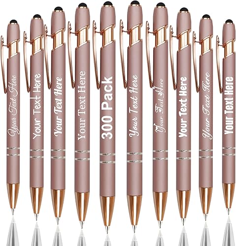 Miniatura 11 de Hasta 300 bolígrafos personalizados a granel con nombre personalizado con grabado gratis, puntas de lápiz capacitivo grabado, bolígrafo para Púrpura