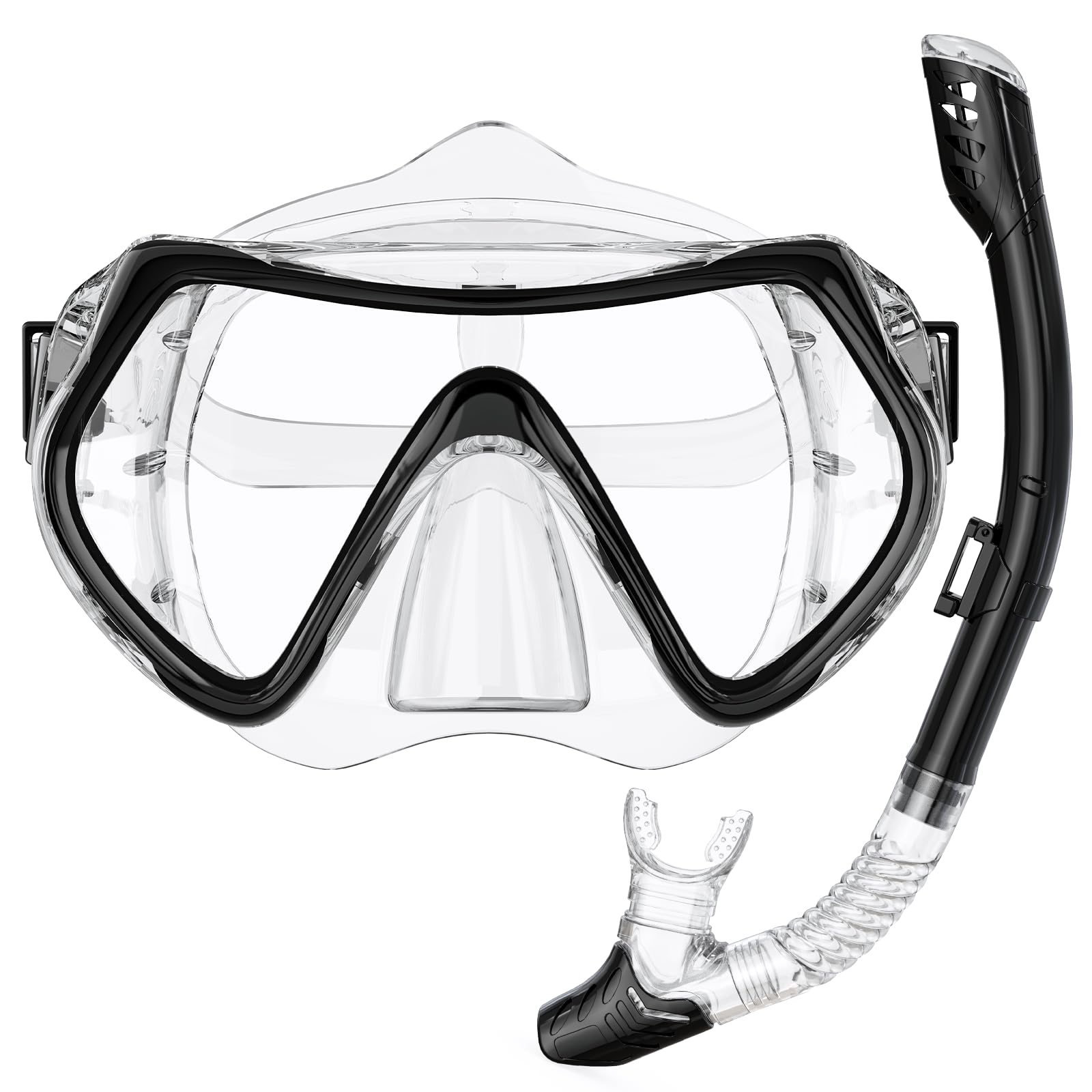 Masque Plongée Adulte, Masque de plongée Anti-buée Anti-Fuite,Lunettes de plongée panoramiques 180°, Ensembles de Tuba pour la plongée en apnée et la plongée.