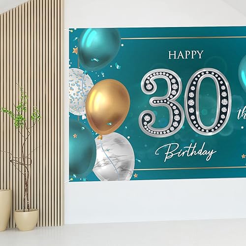 Miniatura 7 de HAMIGAR Fondo de pancarta de feliz cumpleaños 30 de 6 x 4 pies, decoraciones de cumpleaños de 30 años, suministros de fiesta para mujeres y hombres,