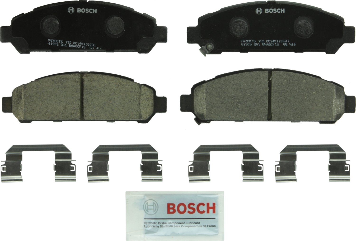 Photo 1 of BOSCH BC1401 QuietCast Premium Ceramic Disc Brake Pad Set - Compatible With Select Toyota Venza; FRONT