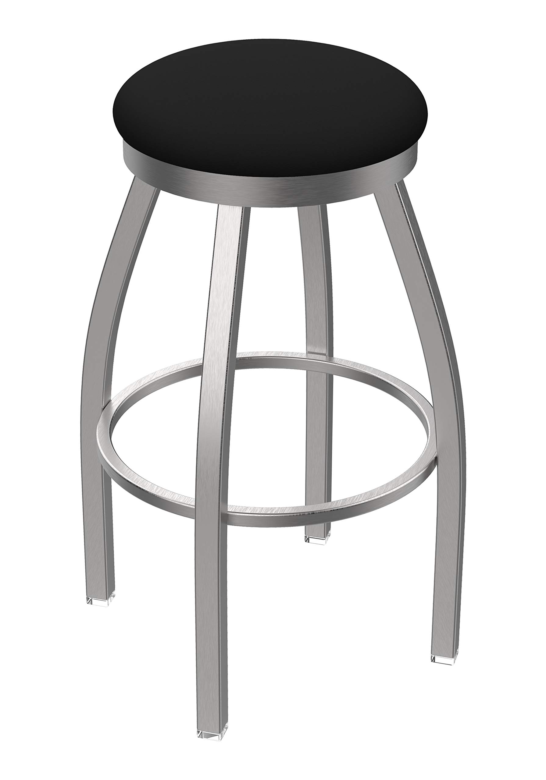 802 Misha Stainless Steel 30" Swivel Bar Stool with Black Vinyl Seat