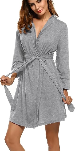 Ekouaer Women Plus Size Robe Knee Length Lightweight Bathrobe Short Kimono Robes with Pockets Maternity Robe 1X-5X