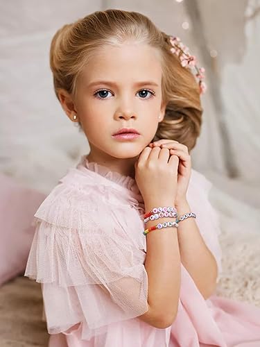 Miniatura 6 de Lorfancy 24 pulseras de cuentas para niñas y niños pequeños, pulseras de cuentas de letras a granel, pulseras de amistad de arco iris, recuerdos