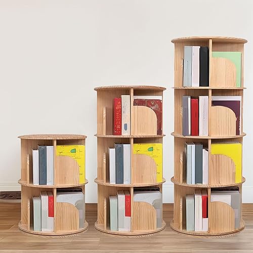 Miniatura 3 de YQSDG Estantería giratoria de 360 grados de madera para niños y adultos, organizador multifuncional (2 niveles)