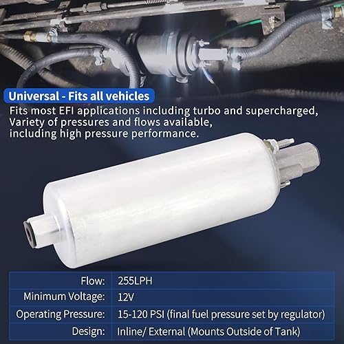 Miniatura 4 de Tektall Bomba de combustible en línea externa GSL392 GSL392-400-939 255LPH Bomba de combustible universal de alta presión con accesorios de