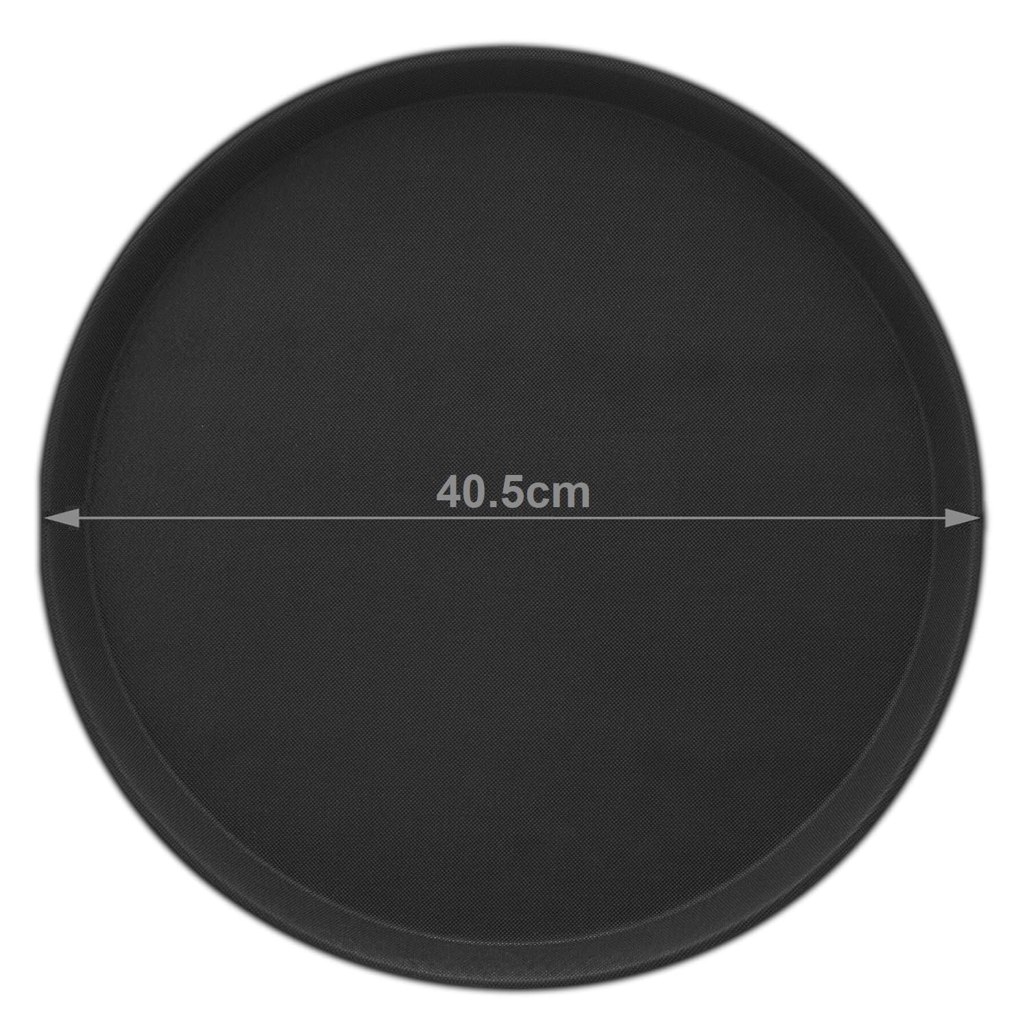 Set de Bandejas para Servir Camareros, Bar, Gastro, Redondas 40cm Ø, Gastronomía, Tabla Servir, Revestimiento Antideslizante Borde Alto (6X Color Negro)