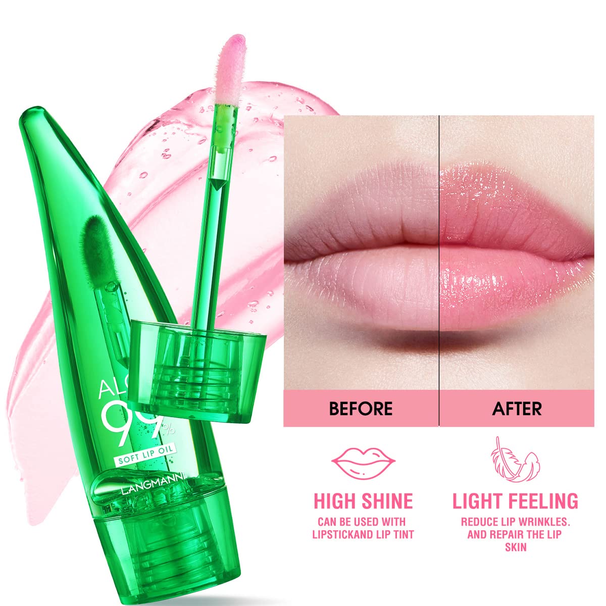 Pakivs 3 Pcs Aloe Vera Lip Gloss Set,Magic Temperature Color Change Lip Gloss Moisturizing Long Lasting Lip Stain Liquid Lipstick Lip Tint for Women - Image 3