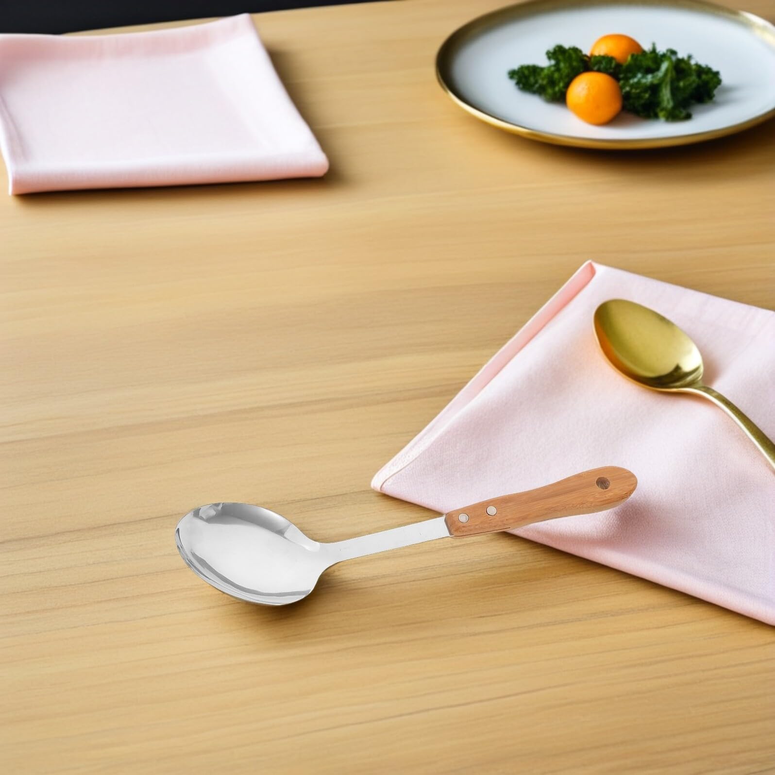 BESTYASH 5 Pezzi Utensili con in in Acciaio Resistenti al Calore Mestoli Lunghi e Insalata per Pentole Antiaderenti e Uso o