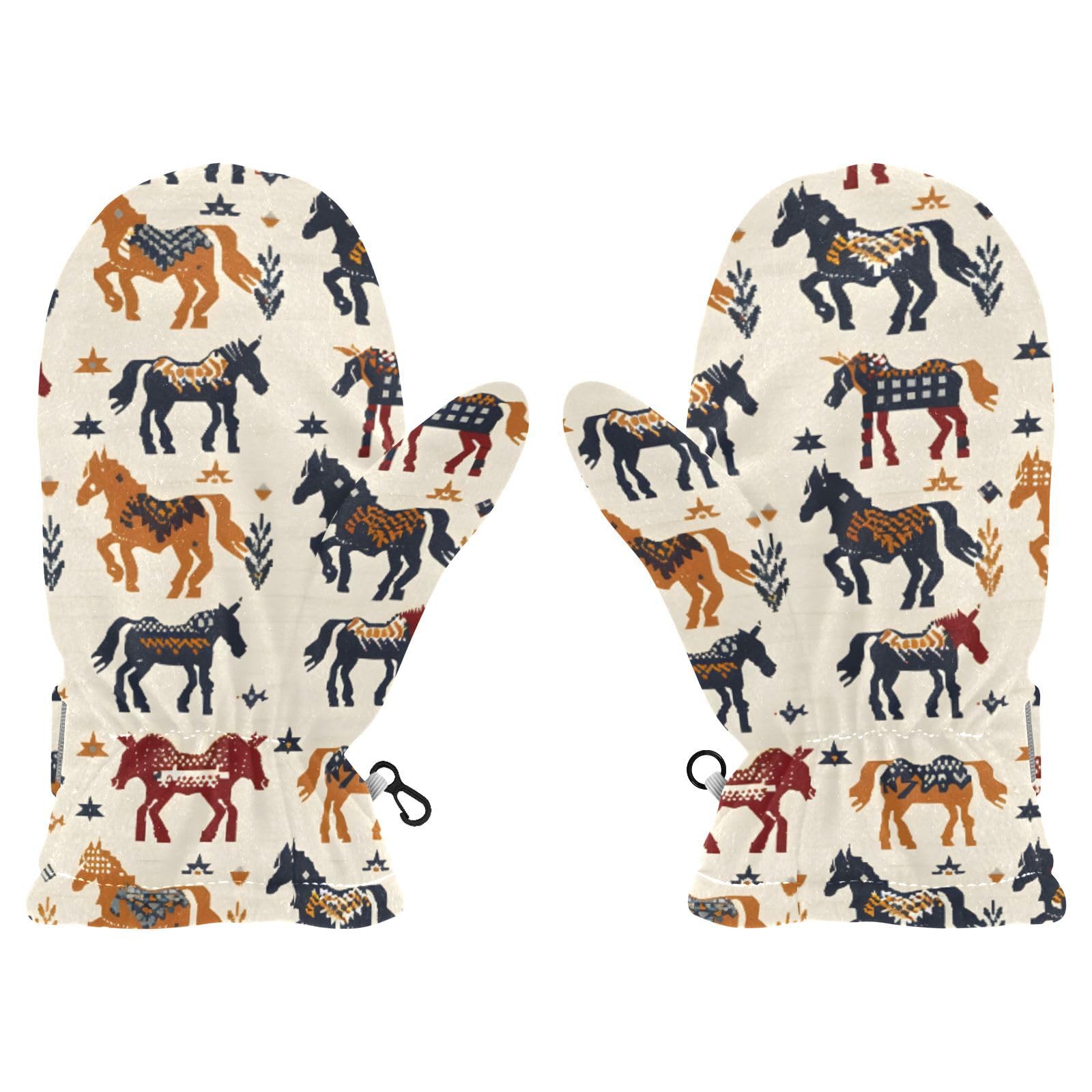 Kid's Winter Gloves Children Warm Gloves Horse and Grass for Boys Girl Age 4-6 Years