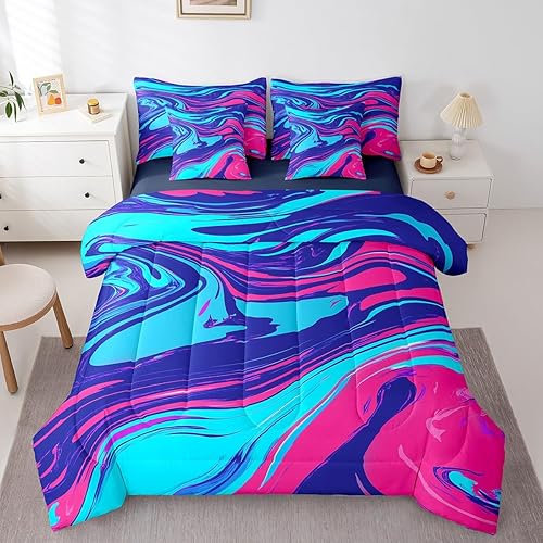 Erosebridal Ombre Ripple Queen Size Comforter Set, Abstract Modern Art Luxury So