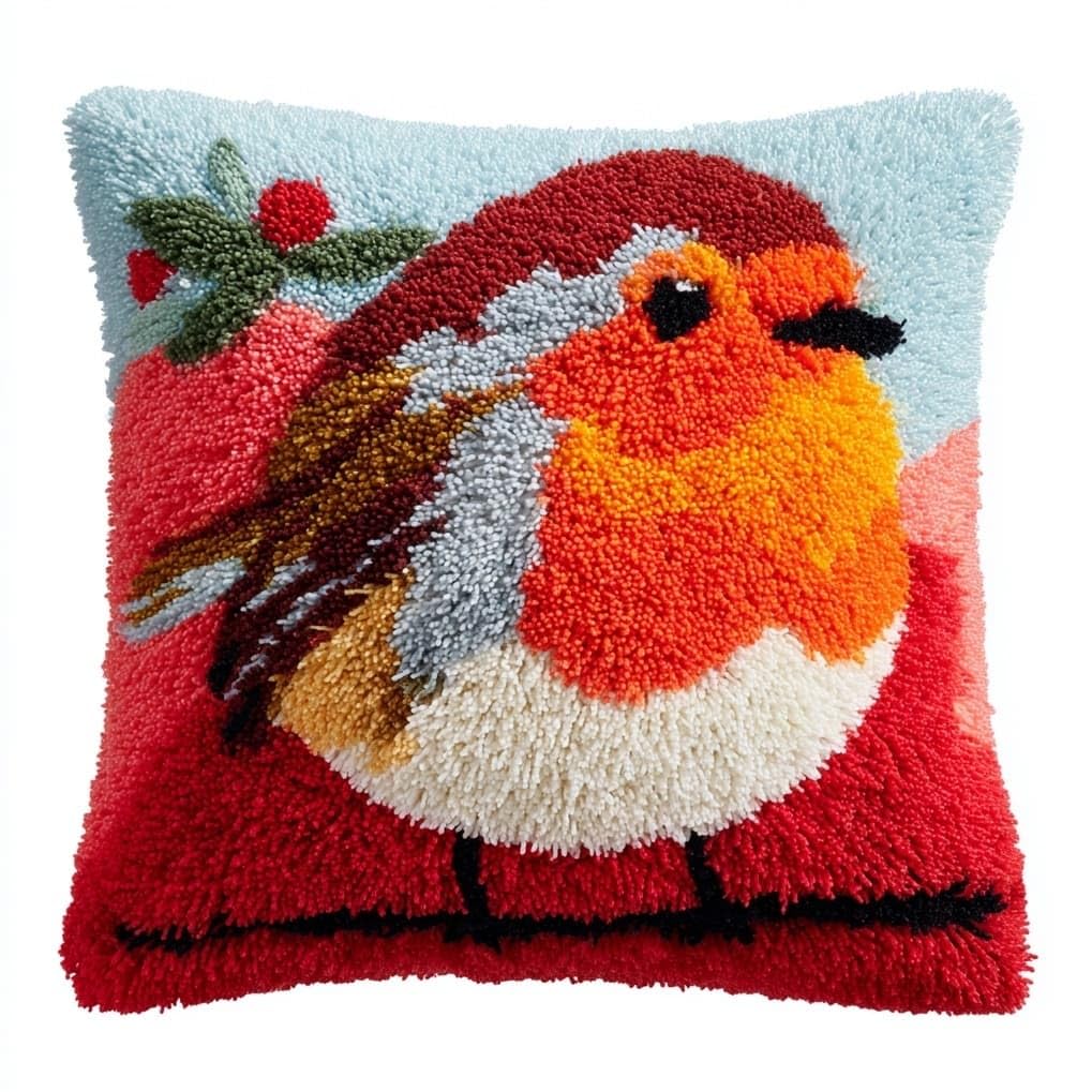 AxiangziK Latch Hook Pillow Kits with Yarn,Robin