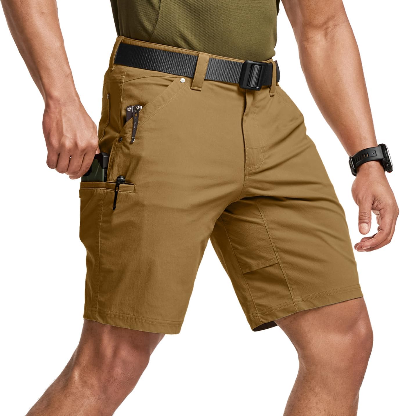 CQR Men's Stretch Utility Shorts, Lightweight Quick Dry Casual Shorts, Hiking Golf Cargo Shorts with Zipper Pockets - Image 2