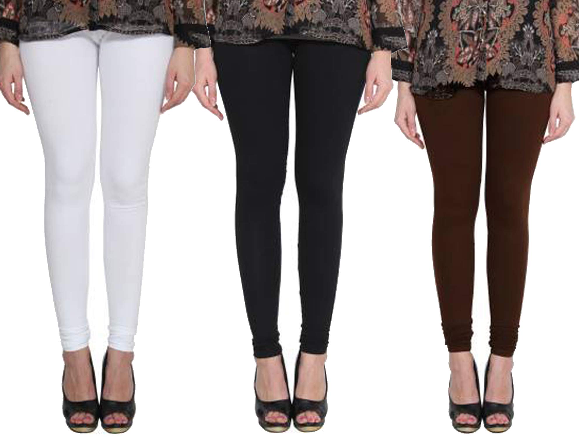 clarita Premium_Cotton Lycra_Churidar Leggings_For Women/Girls/Ladies_Combo Pack of 3_(White, Black & Coffee Brown)-picture-40