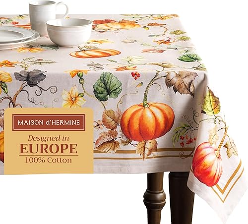 Maison d' Hermine Mantel 100% algodón para mesas cuadradas de cocina, comedor, fiestas, bodas, Acción de GraciasNavidad (54 x 54 pulgadas),