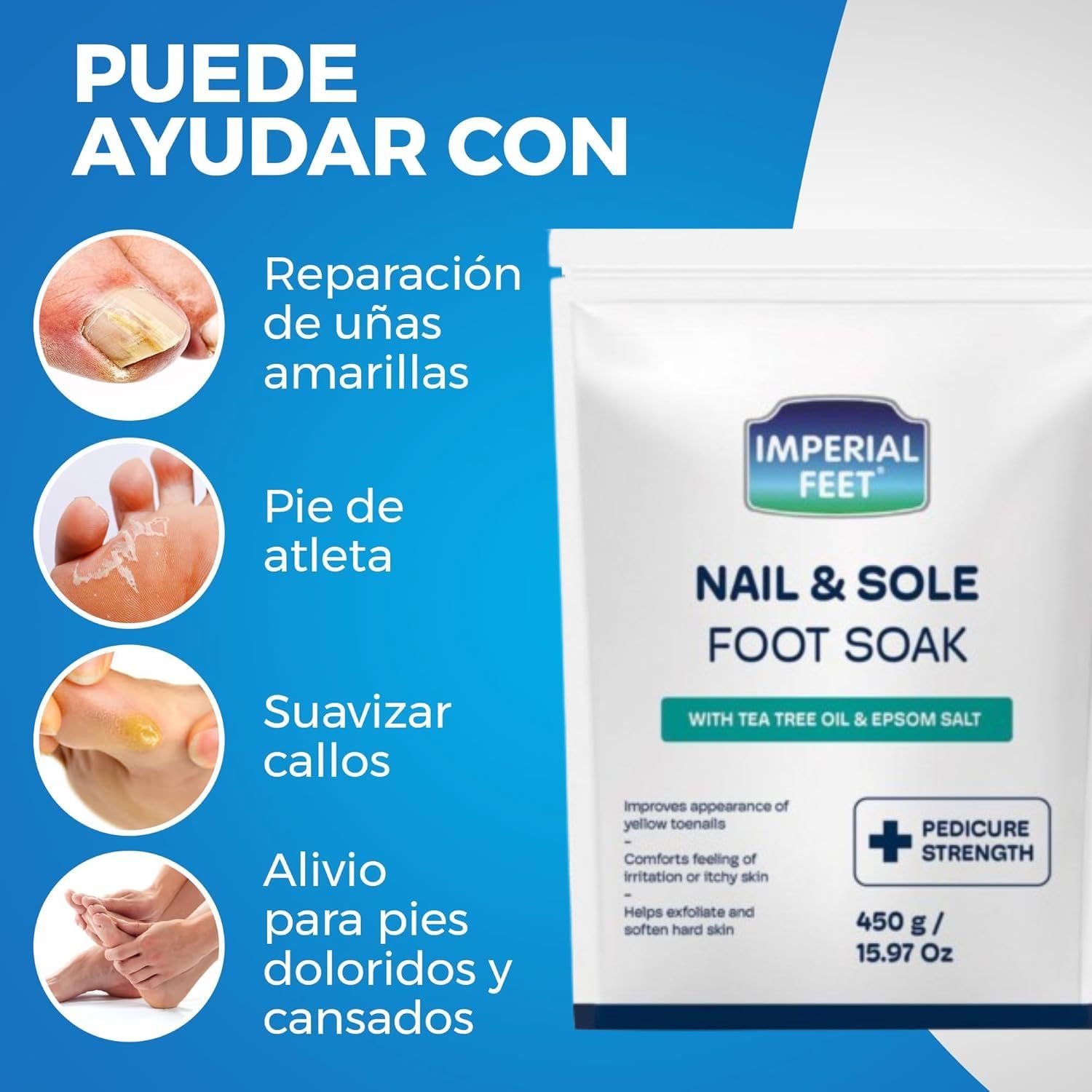 Remojo para Pies de Calidad de Pedicura con Aceite de Árbol de Té y Sal de Epsom | Ayuda a Tratar Hongos en las Uñas y Pie de Atleta - Hidratante y Desodorante para Pies | Remojo Exfoliante para Pie