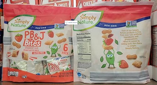 Miniatura 2 de Simply Nature - Bocadillos de mantequilla de maní rellenos de fresa, sin OMG, PB & J Bites paquete de 6 onzas 6.00 oz (dos bolsas)