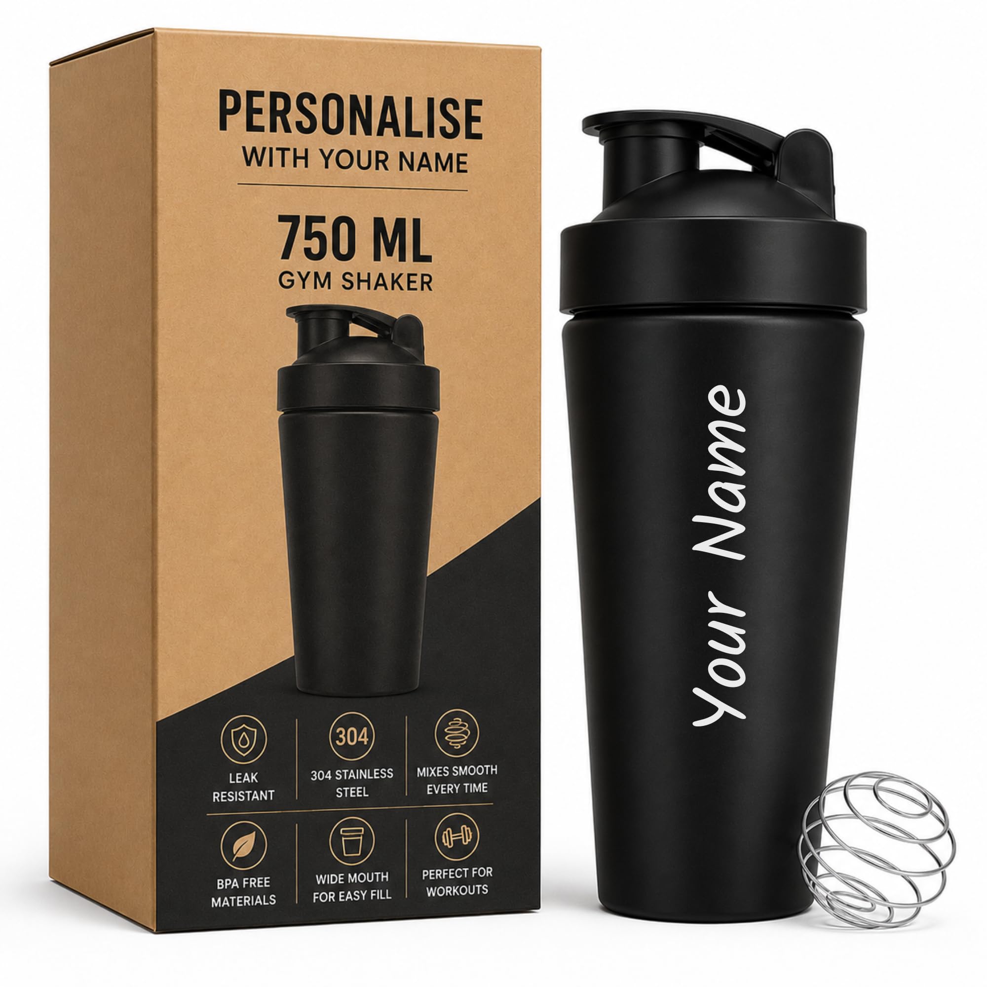 Personalized Name Stainless Steel Gym Shaker Bottle 750ml | Customised Steel Protein Shaker with Mixing Ball | Leakproof BPA-Free Sipper for Men & Women | Pre-Workout, BCAA, Protein Shake Bottle-image-41