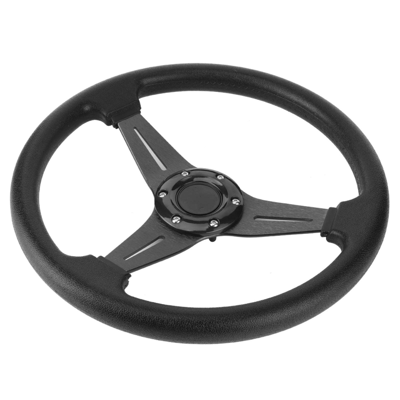 Volante, 350 mm 14 pulgadas Coche de carreras Derrapaje Deportivo Reequipamiento Volante Aleación de aluminio Reemplazo de PU Accesorio universal modificado(negro)