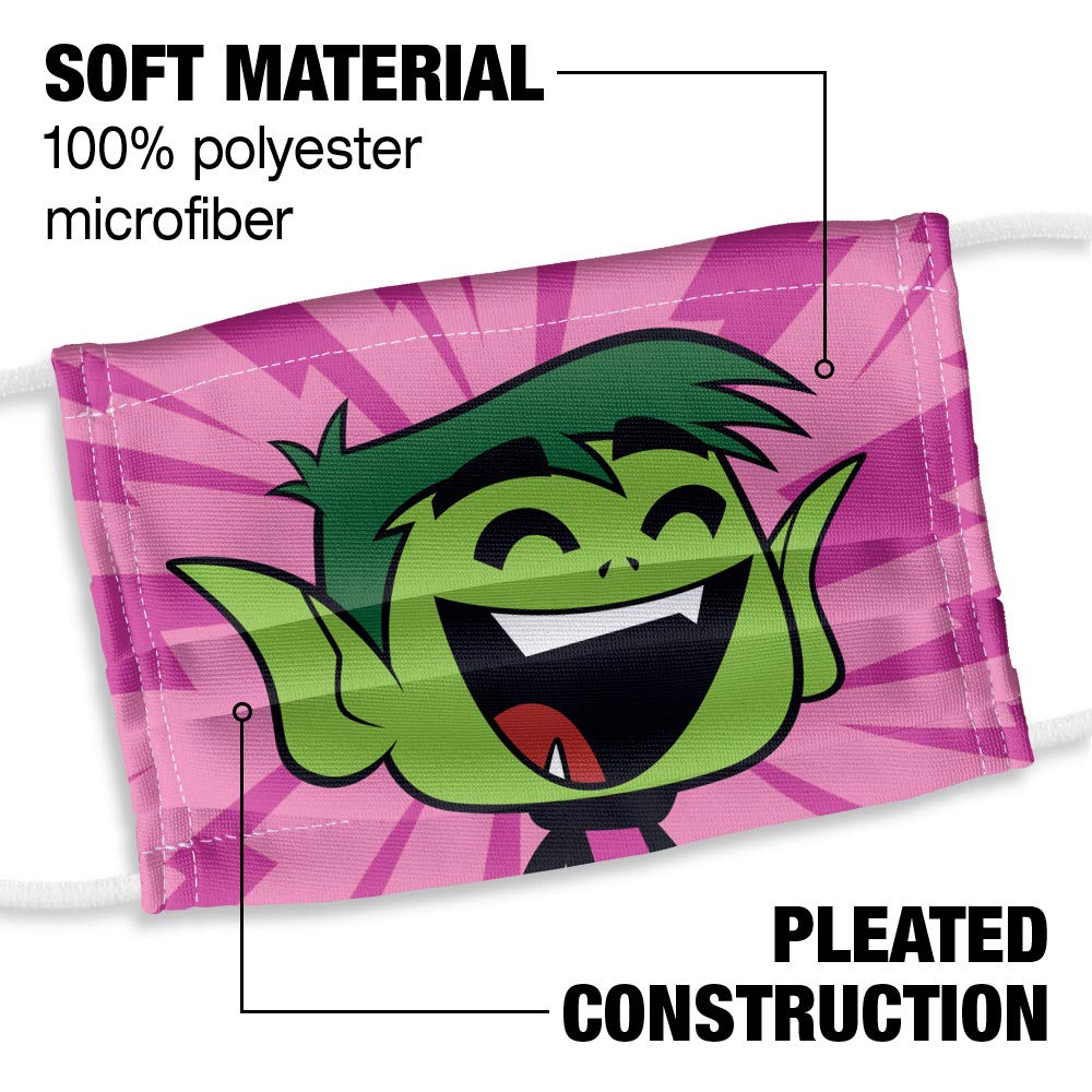 Popfunk Teen Titans Go! Kids Beast Boy Pattern 1-Ply Reusable Face Mask Covering with Adjustable Nose Wire