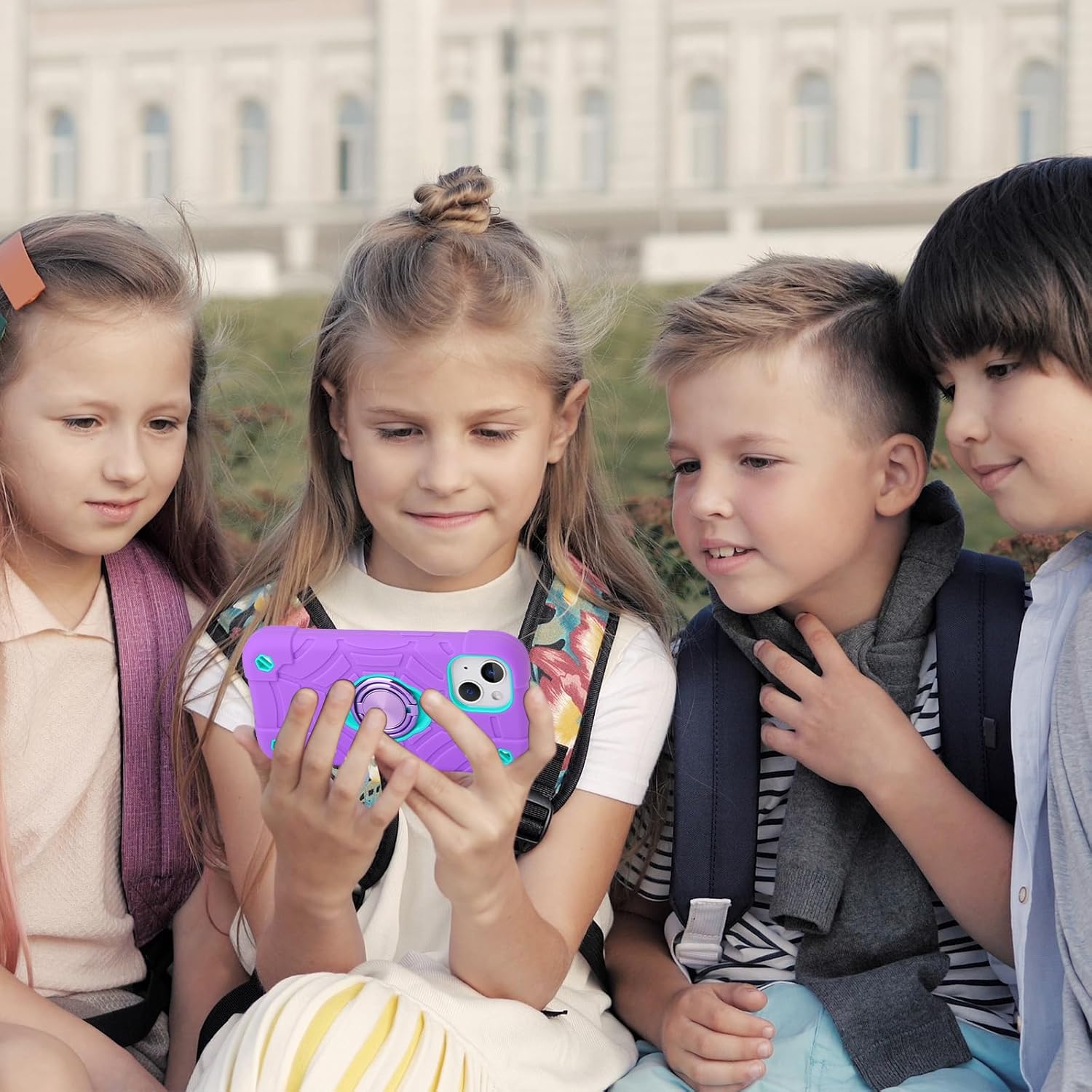 for iPhone 14 Case/iPhone 13 Case, with Kickstand (not Compatible with Plus Sized Models),Shockproof Hybrid Hard PC Soft Rubber Case for iPhone 14/13 6.1 inch (Purple+Mint) - Image 8