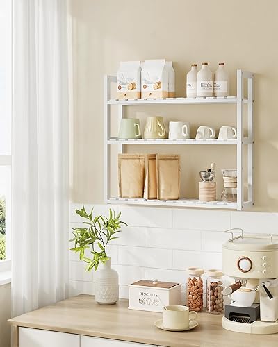 Miniatura 2 de SONGMICS Estante de baño de bambú, estante ajustable de 3 niveles, montado en la pared o soporte, en la sala de estar, balcón, cocina, 5.9 x 23.6 x