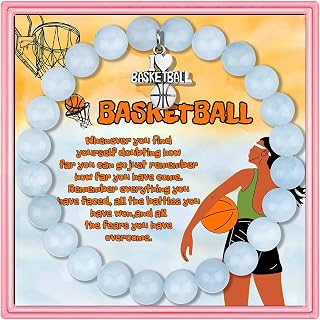 PARTNER Basketball Inspirational Birthday Gifts for Women & Men Best Friends Unique Gifts Natural Stone Beaded Bracelets for Women Agate Beaded Jewelry with Meaningful Message Card For Basketball Lovers,Comes Packaged