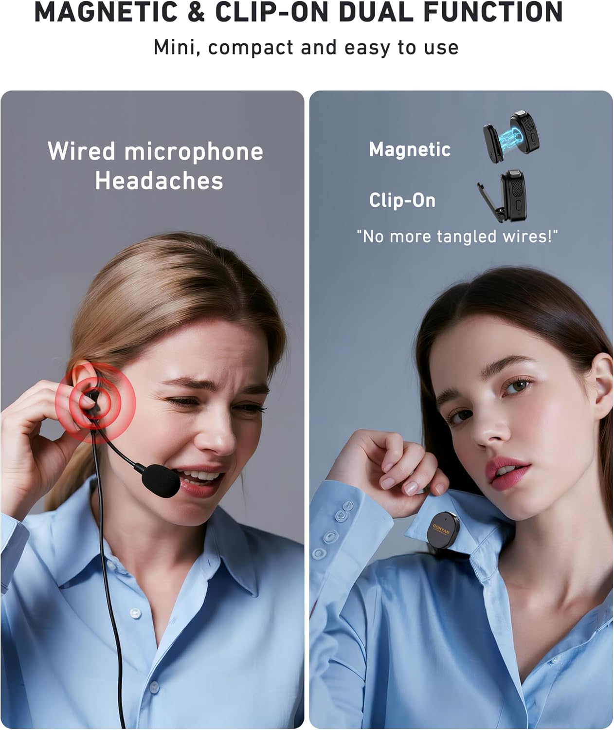 Voice Amplifier for Teachers with Wireless Lavalier Lapel Microphone Portable Bluetooth Microphone & Speaker, Rechargeable Bullhorn Megaphone for Classroom, Meetings, Yoga (Black) - Image 2