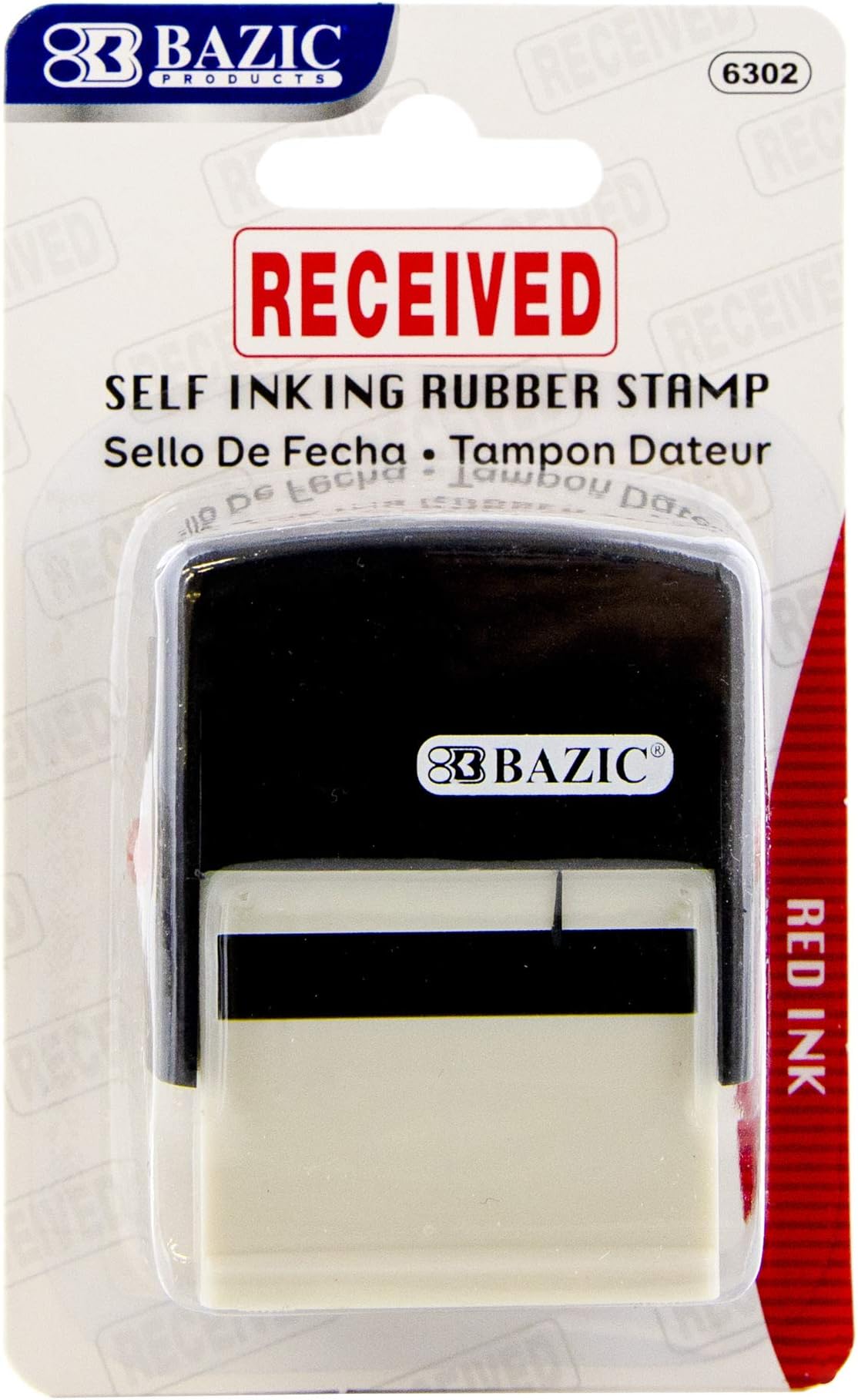 BAZIC Received Self Inking Rubber Stamp (Red Ink), Stamp Impression Size 1.41" x 0.47", Great for Office, Shipping, Receiving, Accounting, Expiration, Due Dates, 1-Pack