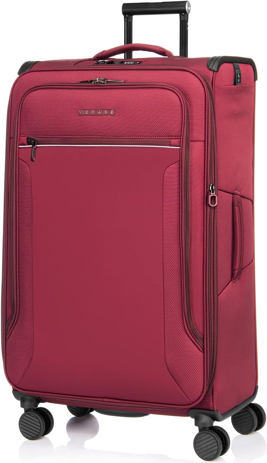 Toledo Softside Expandable Suitcase with Spinner Wheels, Lightweight Luggage with Flashlight, Men and Women,Burgundy, Checked-Large 29-Inch