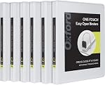 Oxford 3 Ring Binders, 0.5 inch ONE-Touch Easy Open D Rings, Durable Binders for School and Office, View Binder Covers, Xtralife Hinge, Non-Stick, PVC-Free, White, Holds 125 Sheets, 6 PK (79902)