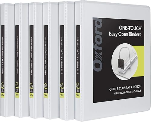 Oxford Carpetas de 3 anillas, anillos D fáciles de abrir de 0.5 pulgadas, carpetas duraderas para la escuela y la oficina, cubiertas de carpetas de