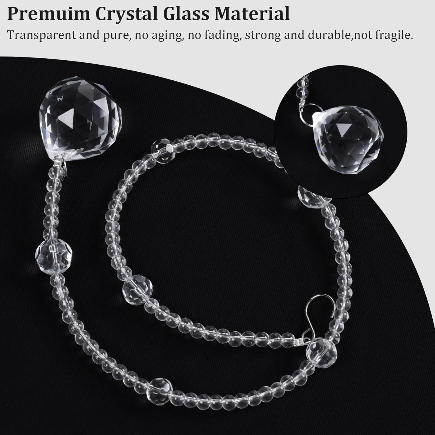 BECHAEO Arched Crystal Beaded Curtain with 20 Large Crystal Balls, Hanging Door Beads Valance for Doorway Window, 20 Strings Clear