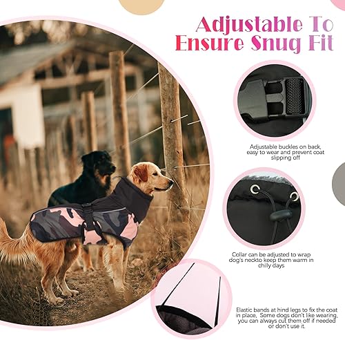 Miniatura 3 de IECOii - Abrigo extracálido, chaqueta reflectante ajustable, abrigo de invierno suave de cuello alto con hebilla y forro de vellón para clima frío,