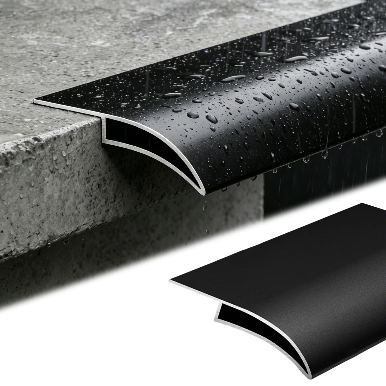 Viiguiy W2in/50Mm Drip Edge Flashing For Roof Eaves, Exterio Wall Aluminum Rainwater Diverter Trim, Terrace Balcony Water Drainage Profile, Easy To Install(,L1.7m/5.6Ft)