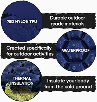 POWERLIX Ultralight Camping Sleeping Pad with Inflation Bag Compact Lightweight Camping Pad, Outdoor Backpacking Hiking Traveling Airpad Camping Air Mattress Sleeping Mat