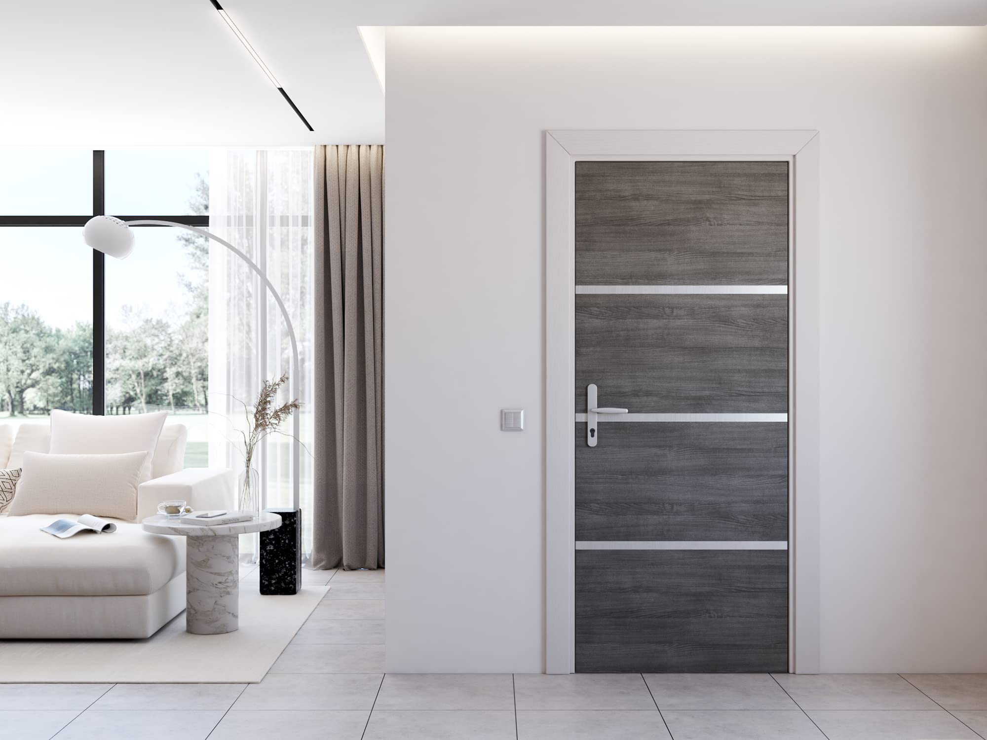 Nordlinger - Kit de renovación para puerta interior, diseño de ágata 890512, 4 hojas de chapa 85 x 50 cm y 3 perfiles 85 x 2 cm