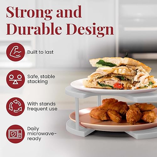 Miniatura 7 de DoubleWave Apilador de platos de microondas de dos niveles neutro, apilador de platos con calefacción por microondas para una eficiencia de cocción