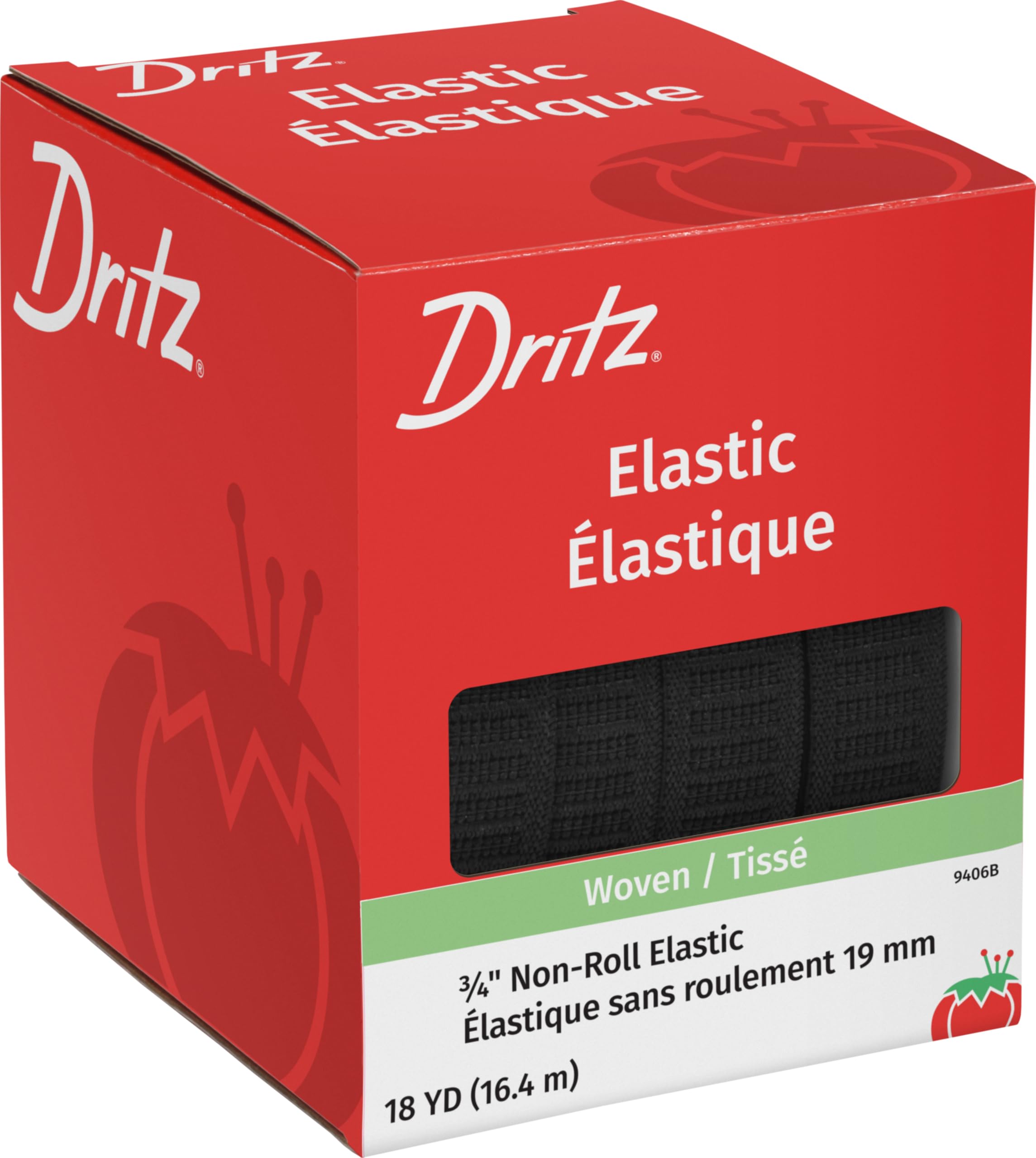 Dritz Non-Roll Elastic 3/4 x 18yd-Black, 3/4-Inch by 18-Yard